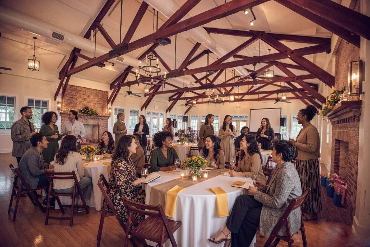 Guests gathered inside Alhambra Hall during an evening reception